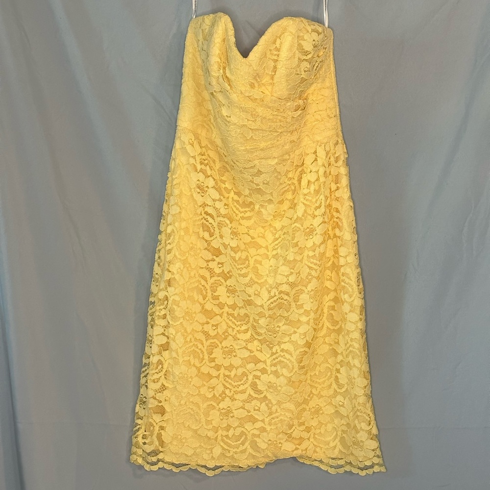 David’s Bridal Yellow Strapless Bridesmaid Dress